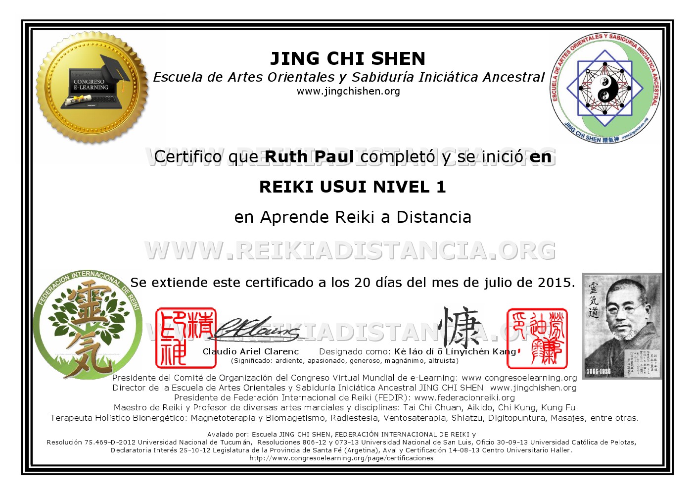 Diploma Certificado Reiki